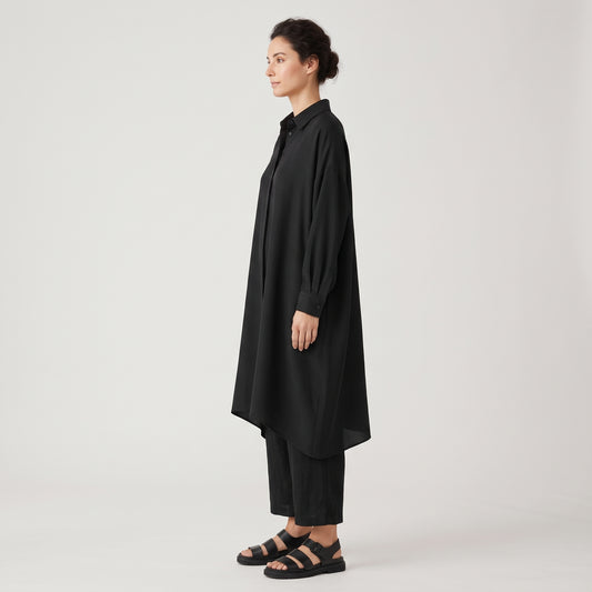 Oversized Longline Black Shirt
