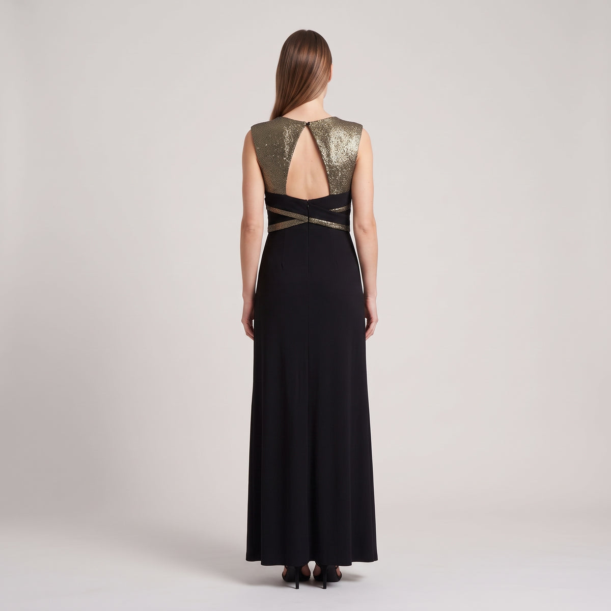 Metallic Bodice Maxi Dress