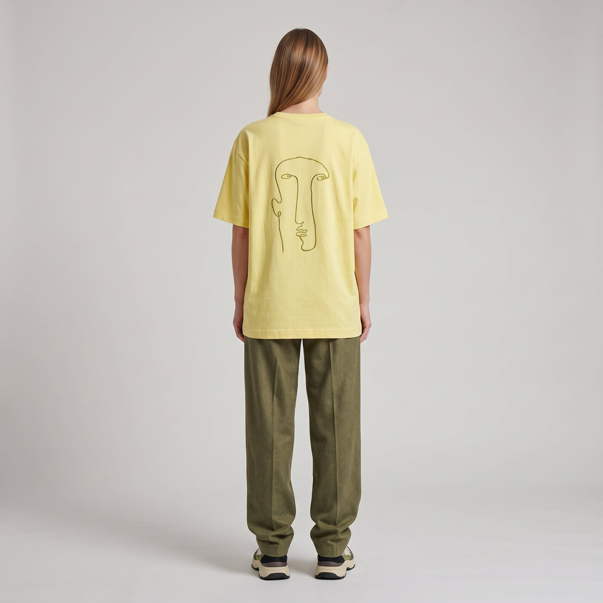 Yellow Embroidered Graphic T-Shirt