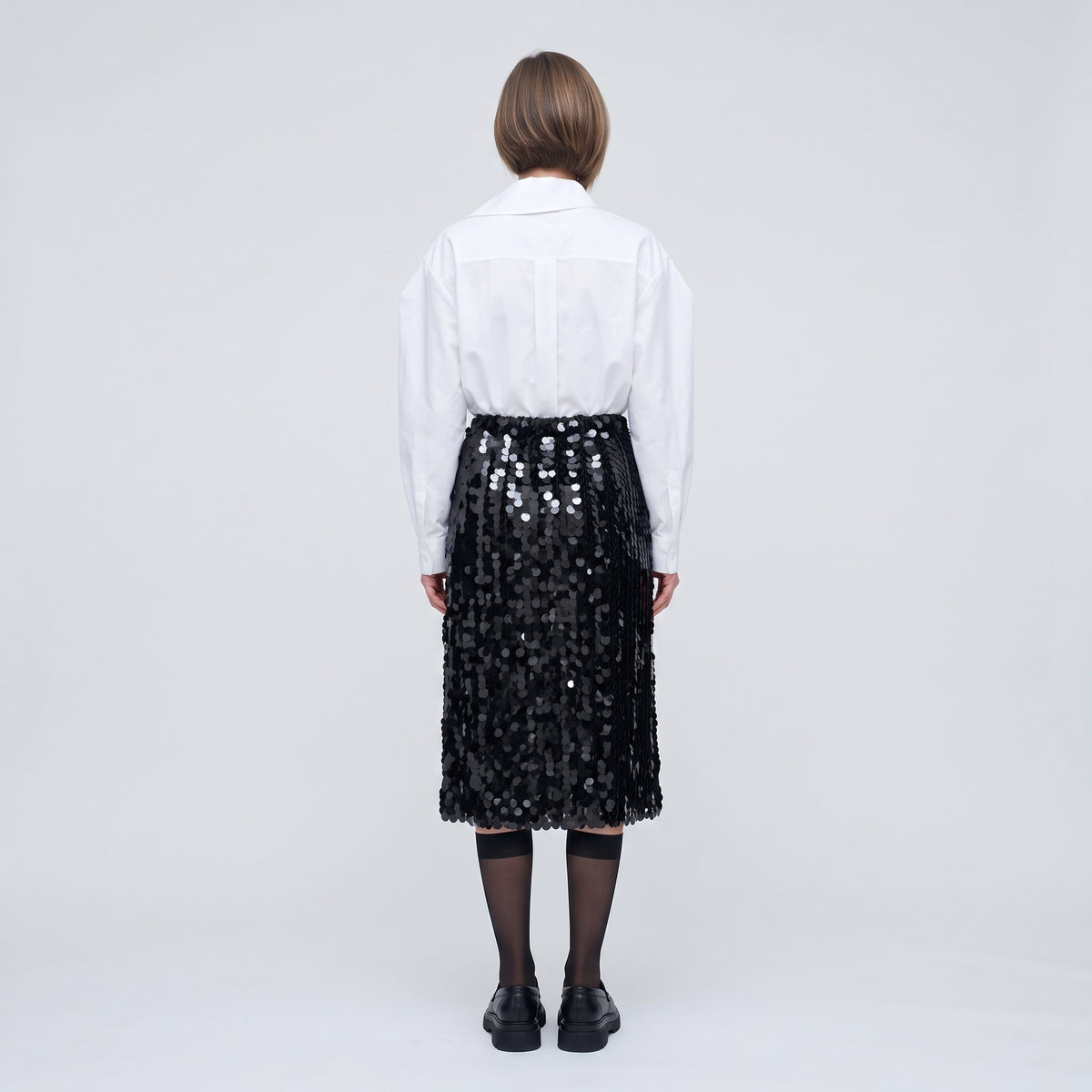 COMME DES GARCONS Black Sequin Midi Skirt - view 5