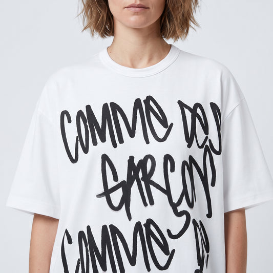 COMME DES GARCONS Graffiti Logo Cotton T-Shirt - view 2
