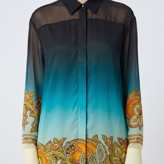 ETRO Sheer Ombre Paisley Silk Shirt - view 2