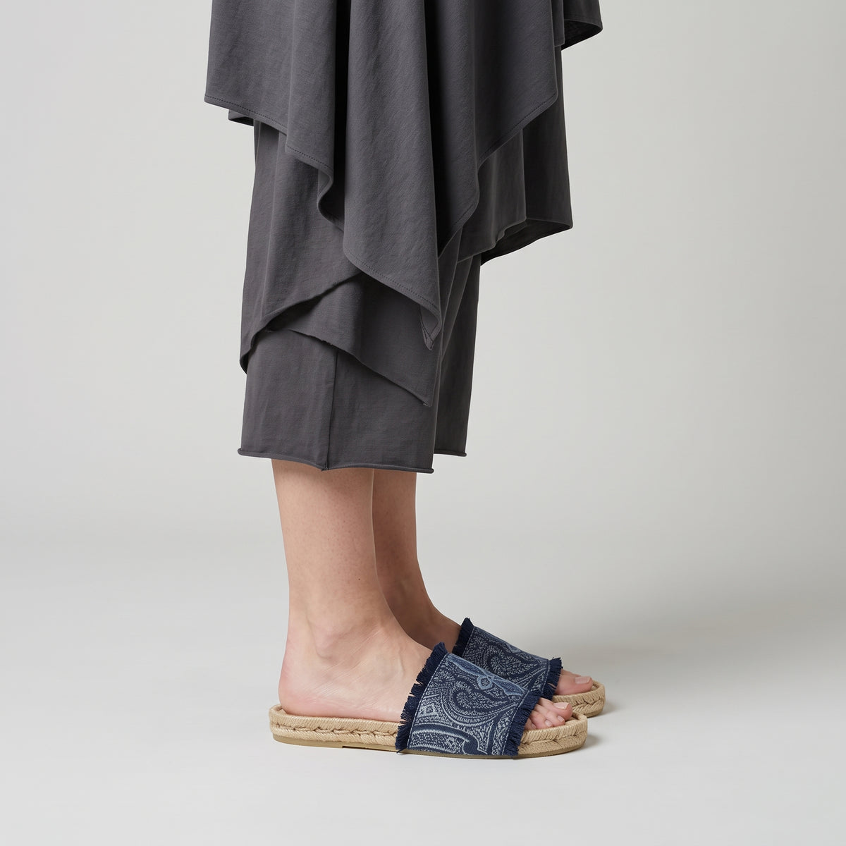 Paisley Fringed Espadrille Slides