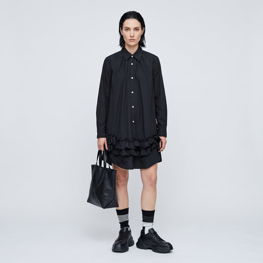 Ruffled Hem Cotton Shirt