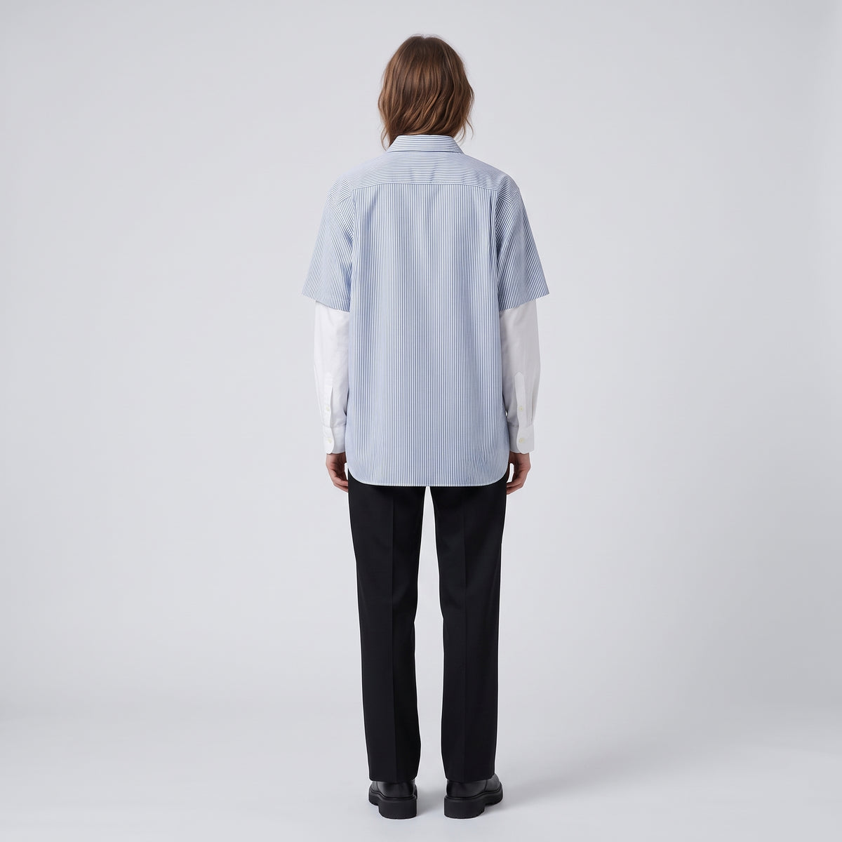 CDG SHIRT Layered Striped Button-Down Shirt - view 5