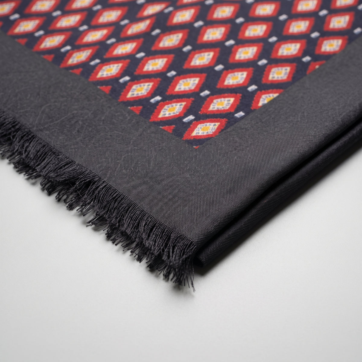 Diamond Pattern Fringed Silk Stole