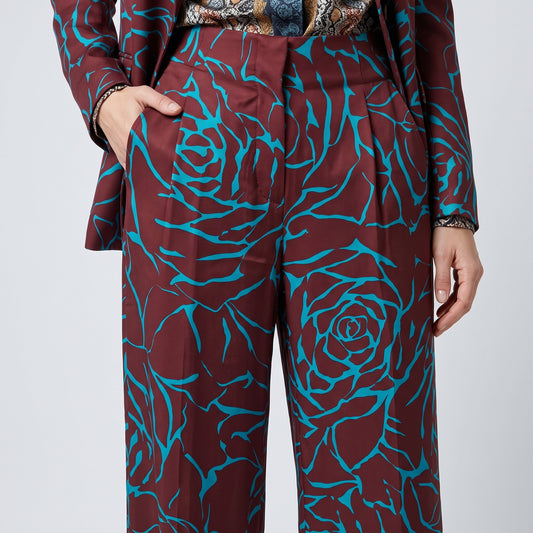 Floral Print Wide Leg Trousers