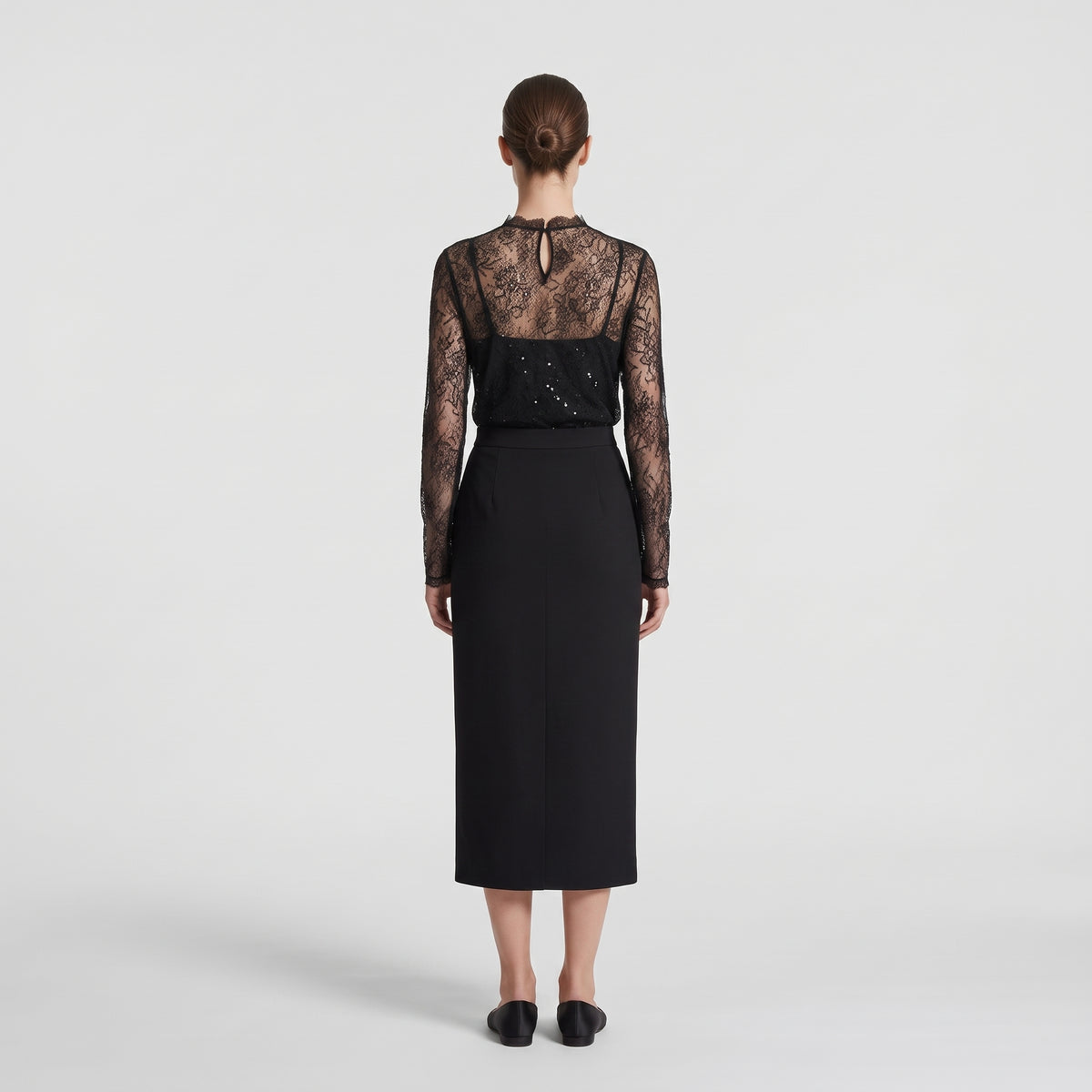 Embellished Black Lace Top