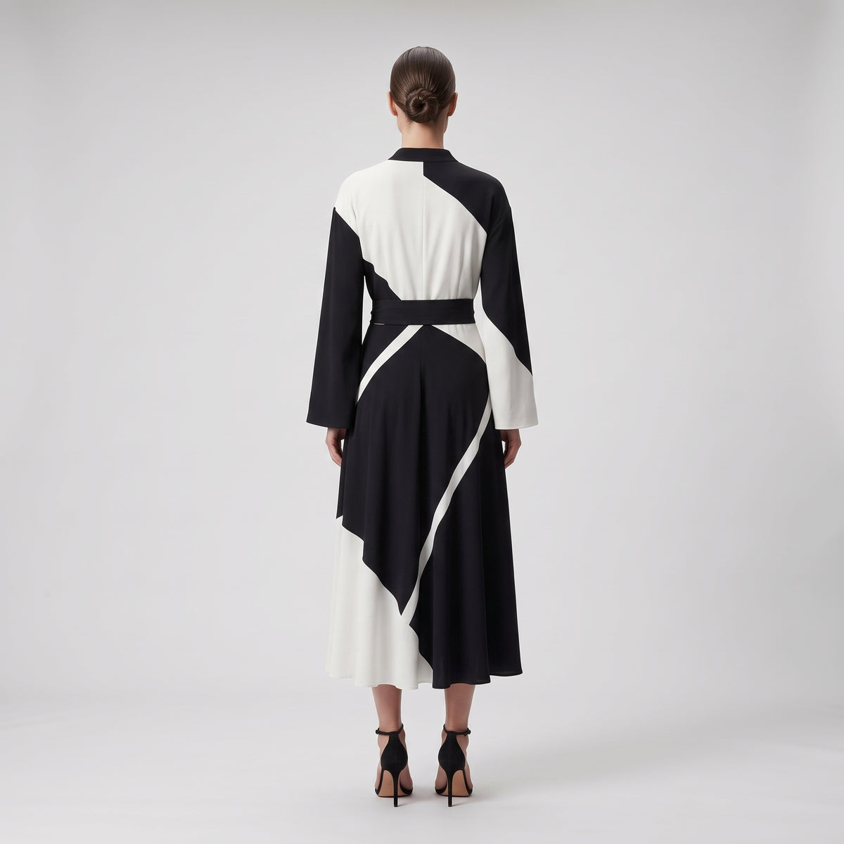 Graphic Monochrome Wrap Maxi Dress