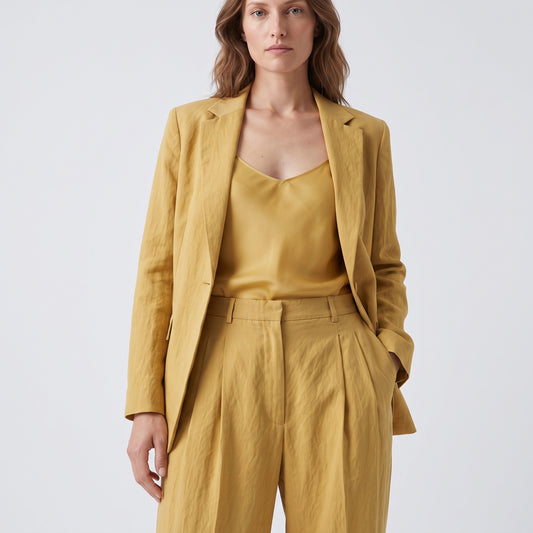 ALBERTA FERRETTI Gold Pleated High-Waisted Trousers - view 2