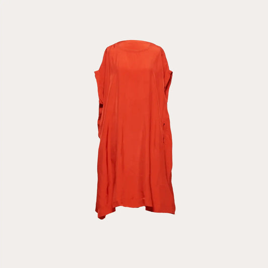 Twill dress with a boat neck