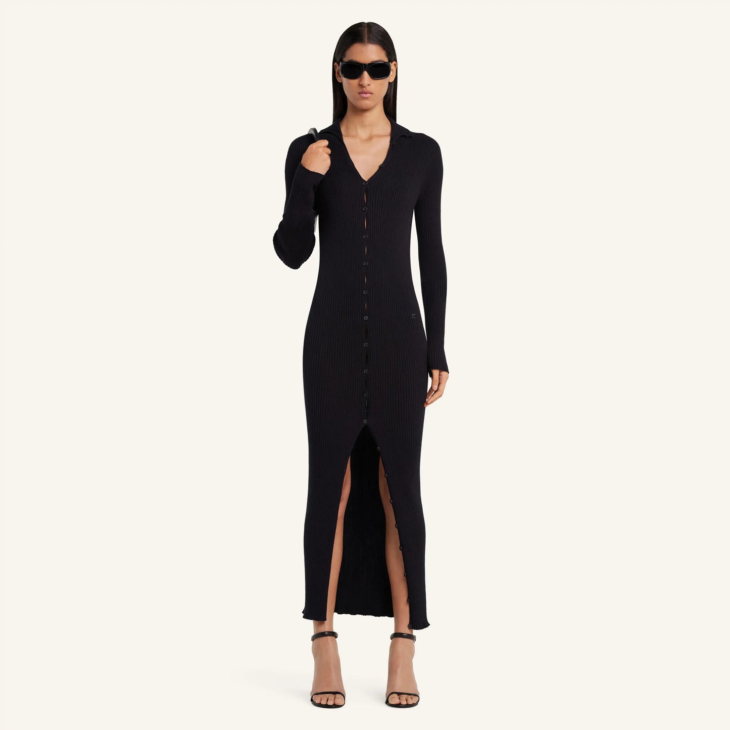 LIGHT RIB CARDIGAN LONG DRESS