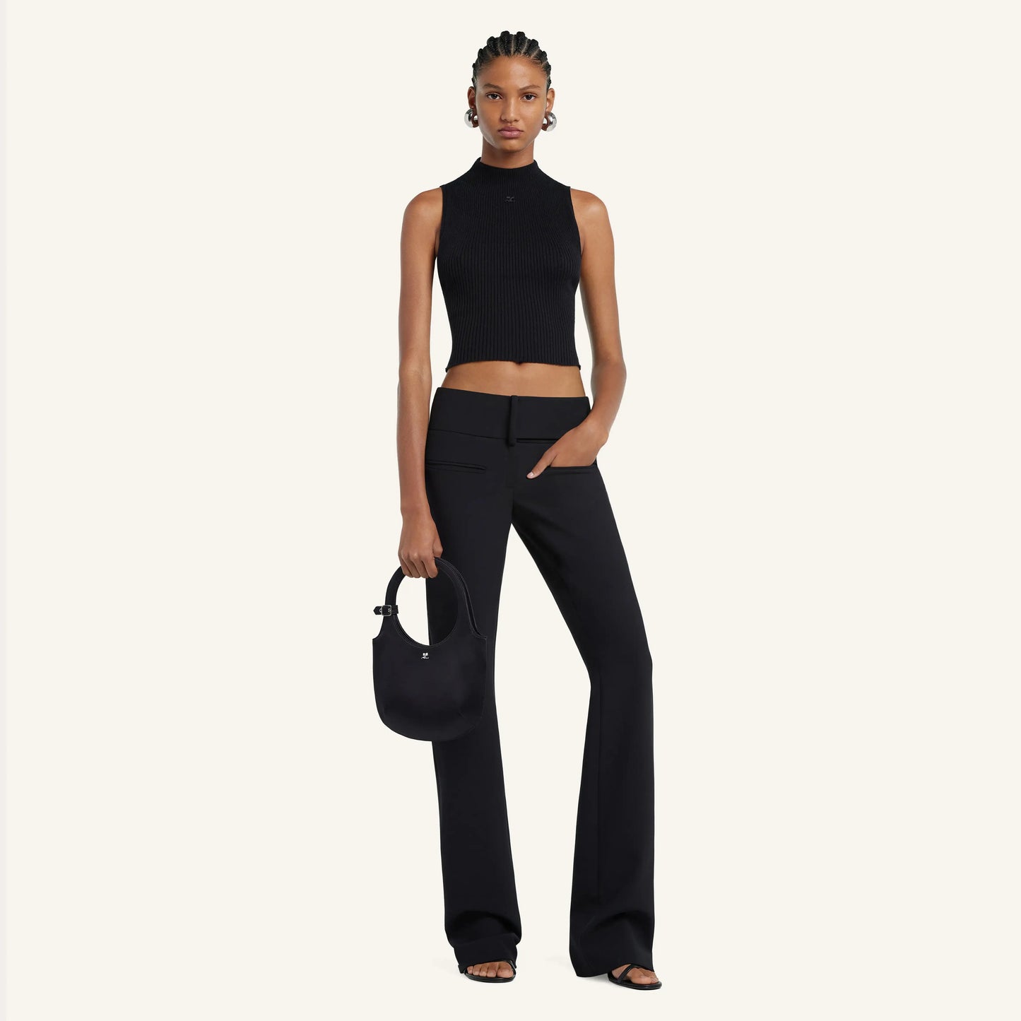 MOCKNECK LIGHT RIB CROPPED TOP