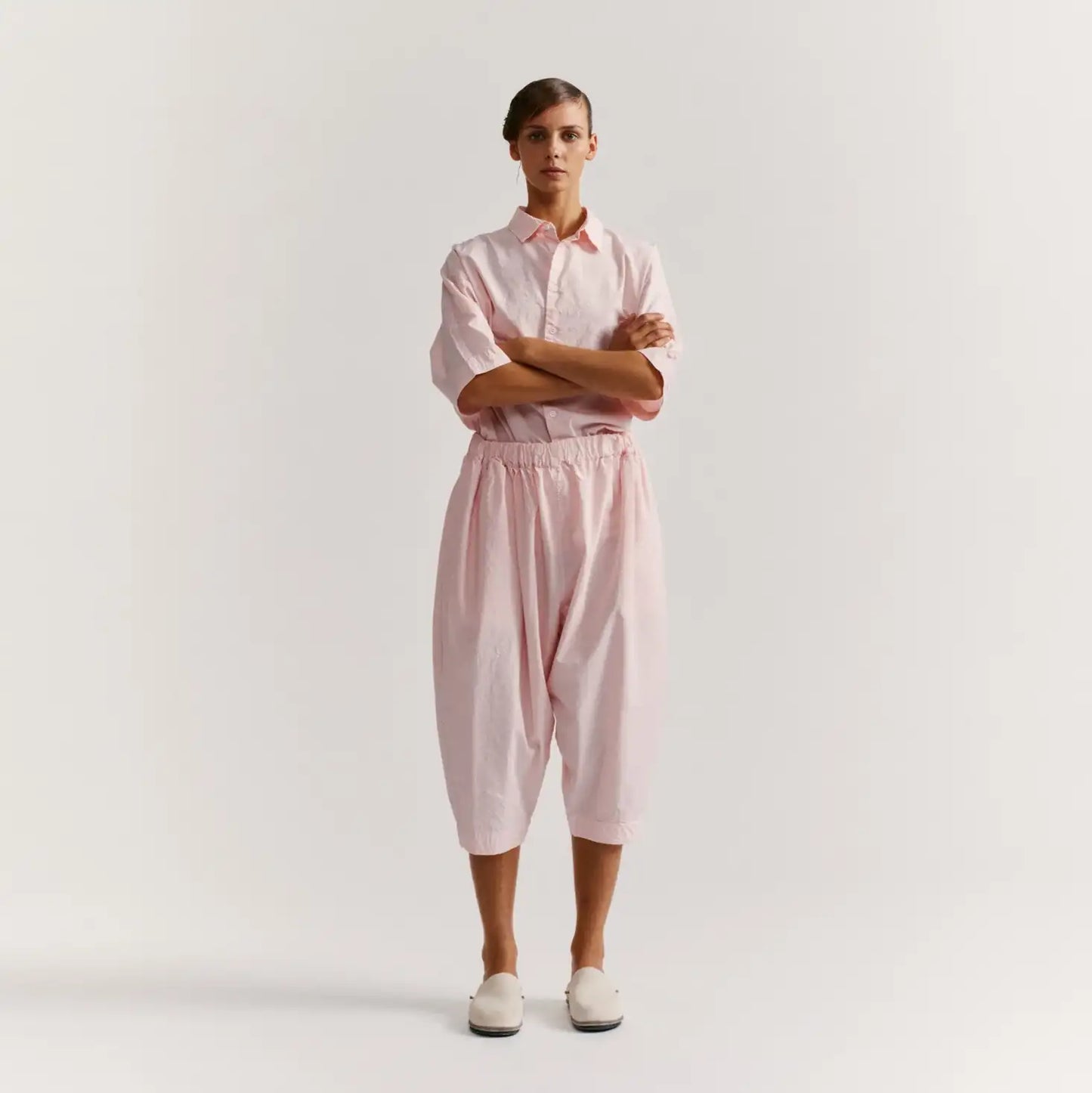 Refined cotton-silk blend pants