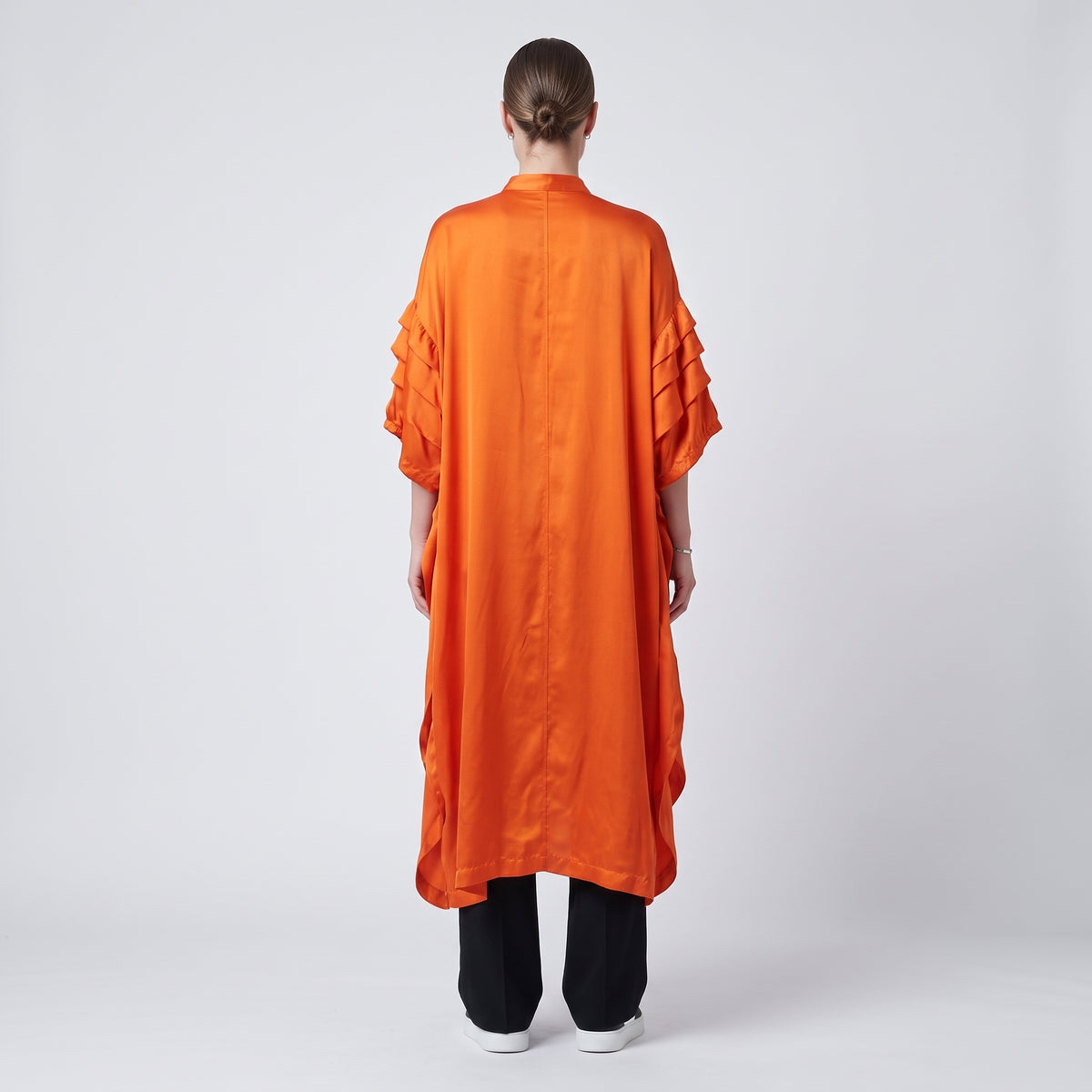MIIN Orange Ruffled Satin Tunic Dress - view 5