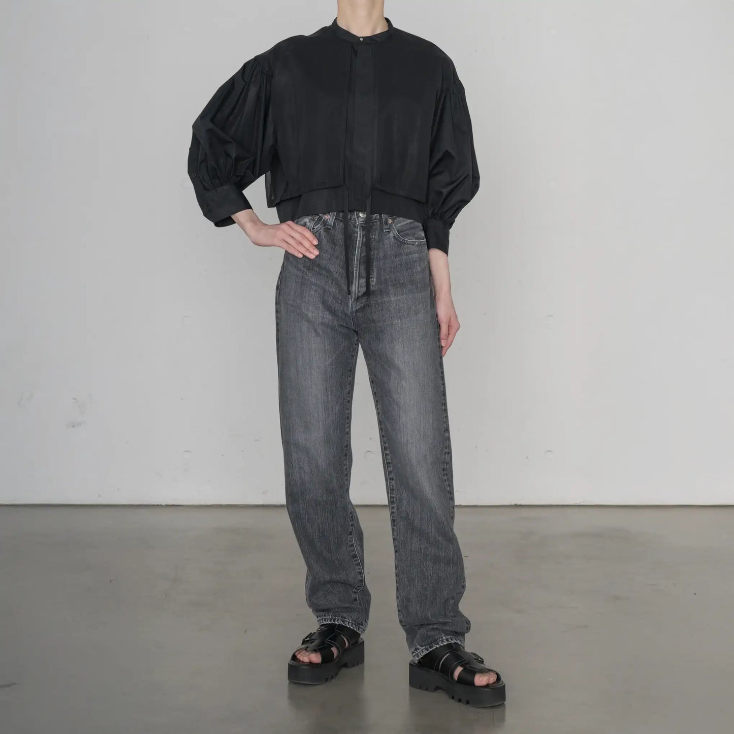 Cotton Balloon Sleeve Blouse