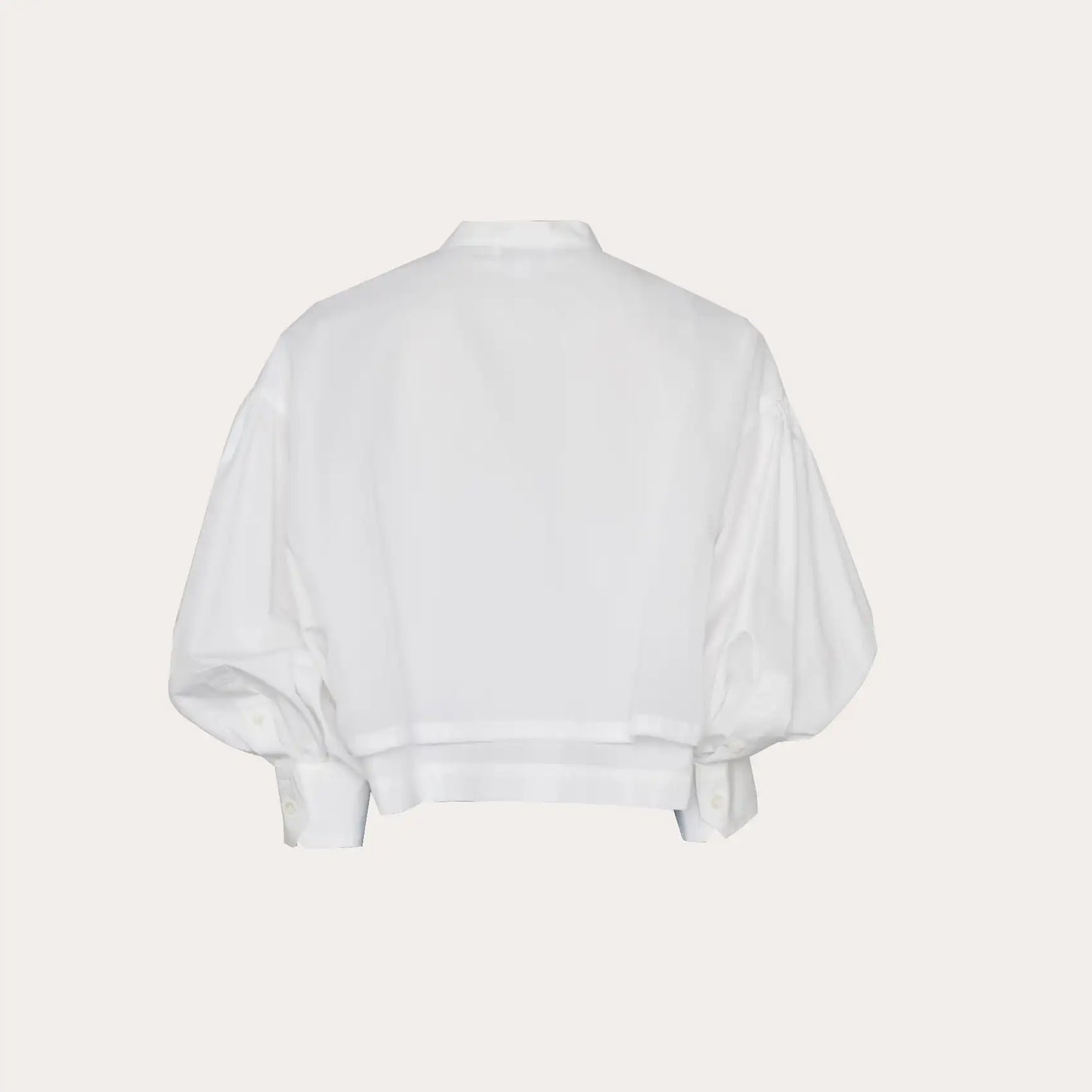 Cotton Balloon Sleeve Blouse- White