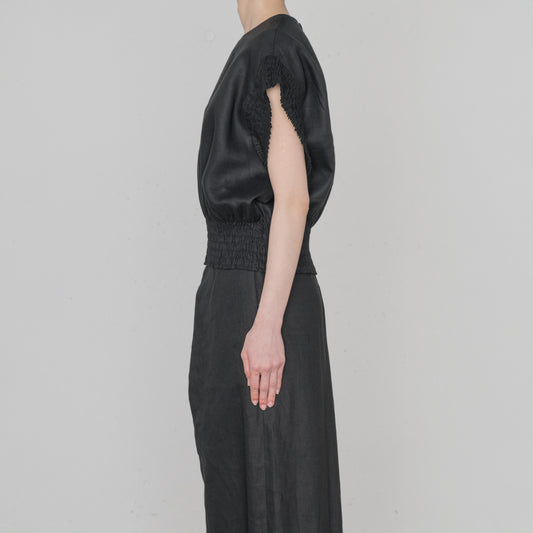 Linen Shirred Blouse