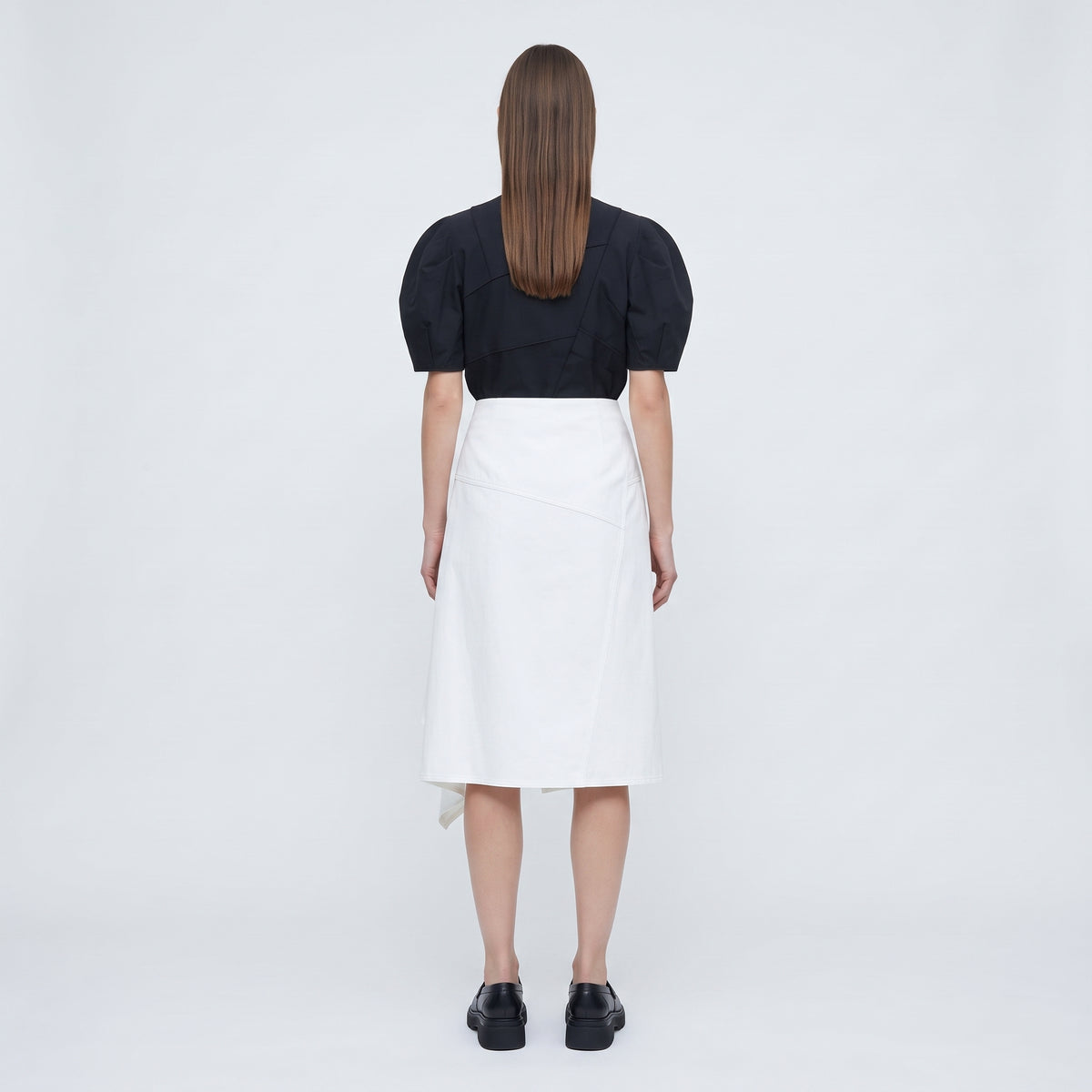 PLAN C Asymmetric Off-White Midi Skirt - view 4