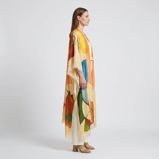 MAISON PASSAGE Abstract Print Geometric Kimono - view 2