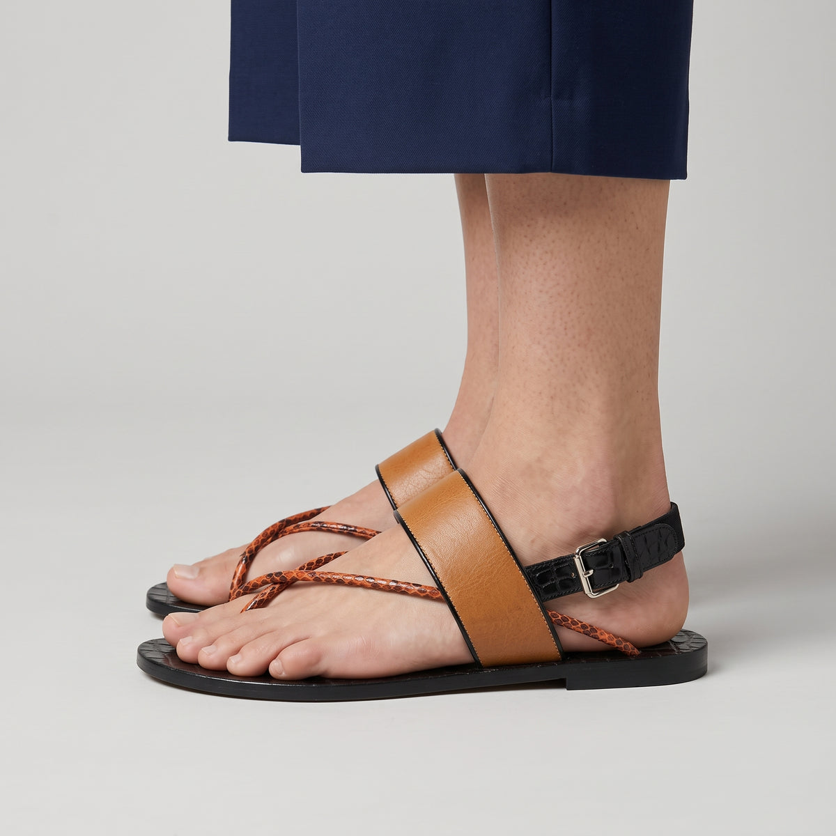 DRIES VAN NOTEN Snakeskin Embossed Leather Sandals - view 3
