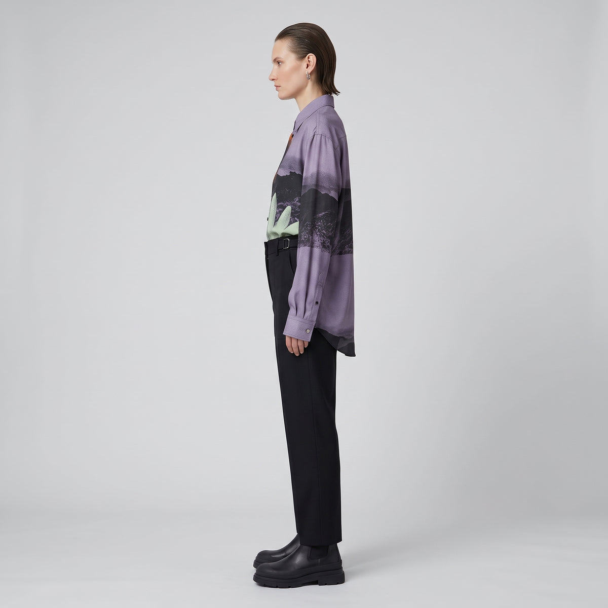 Lilac Floral Graphic Printed Shirt