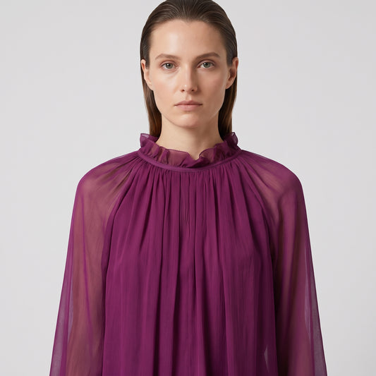 Violet Pleated Chiffon Blouse