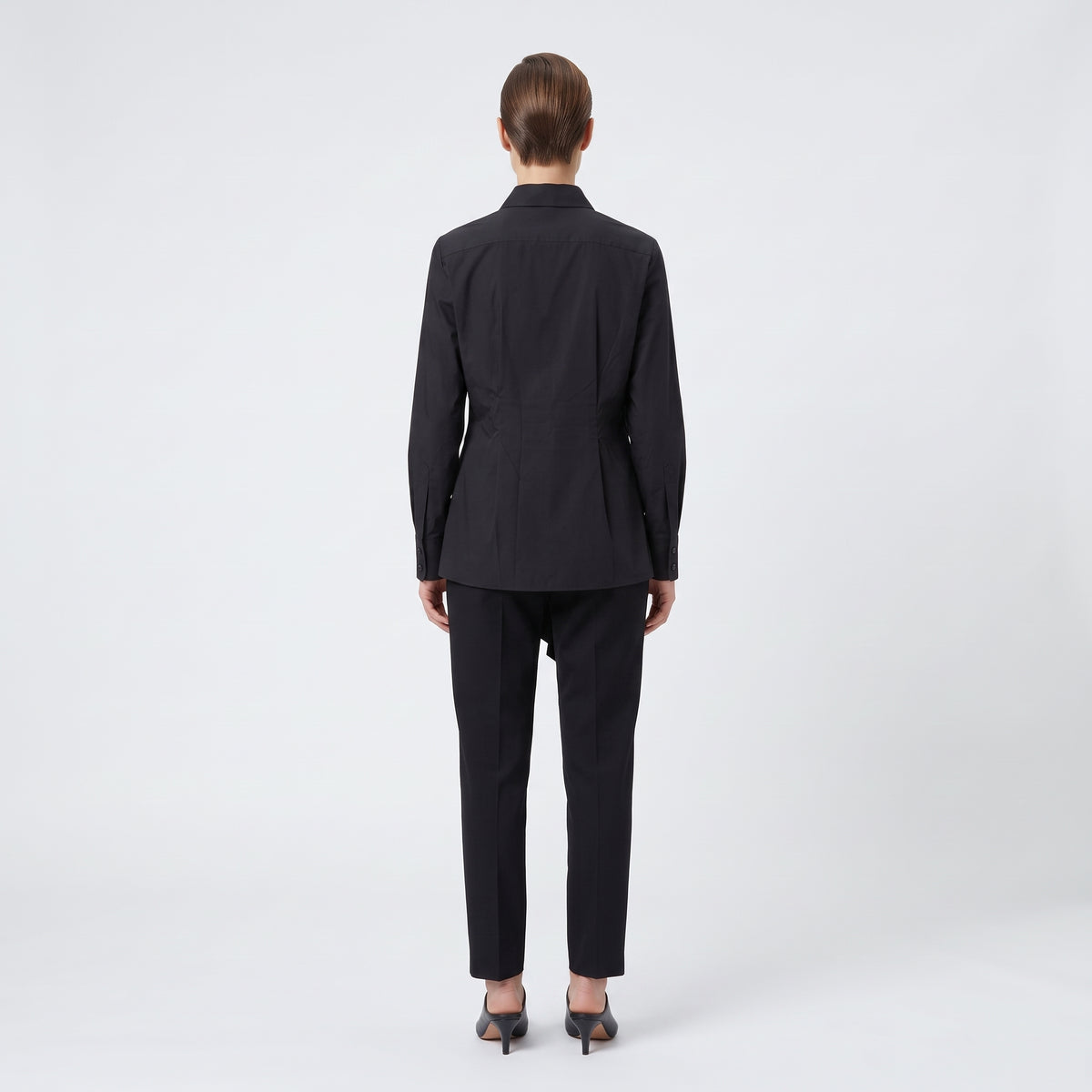 ALBERTA FERRETTI Pleated Architectural Black Cotton Shirt - view 5