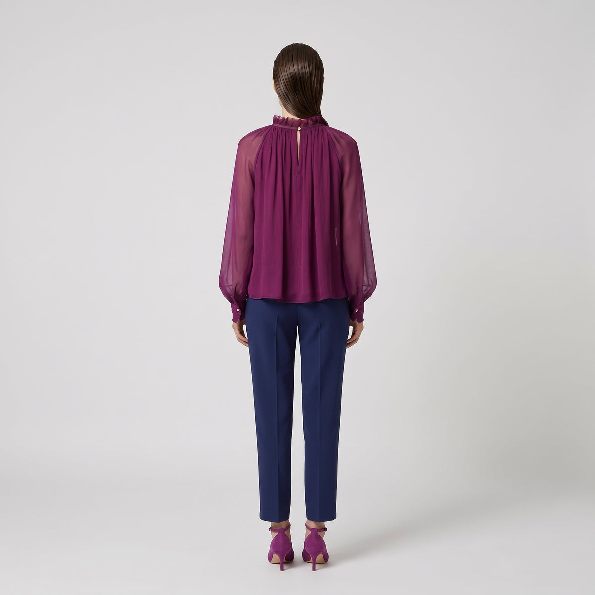 Violet Pleated Chiffon Blouse