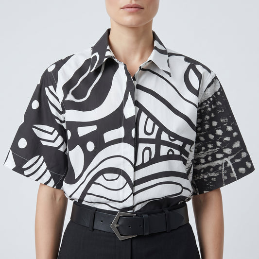 WUMAN Monochrome Graphic Short Sleeve Shirt - view 2