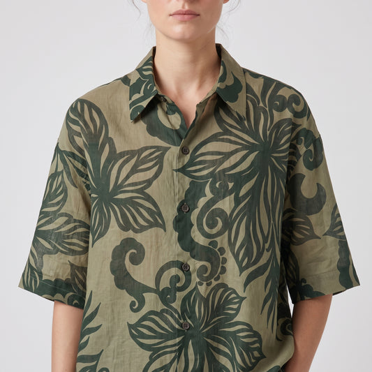 DRIES VAN NOTEN Khaki Floral Short Sleeve Shirt - view 2