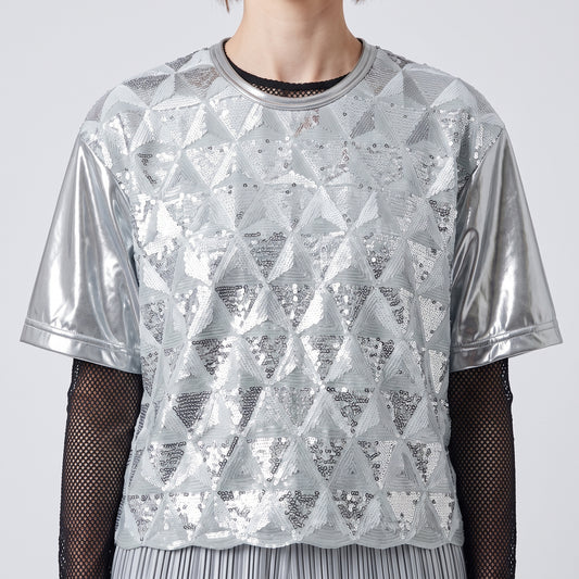 Metallic Sequin Geometric Tee