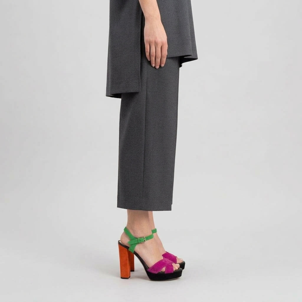 Multicolor Suede Platform Sandals