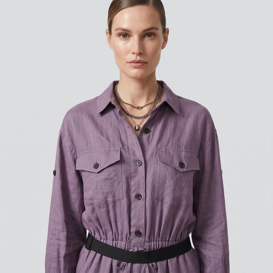 HYKE Linen Drawstring Utility Jumpsuit - view 2