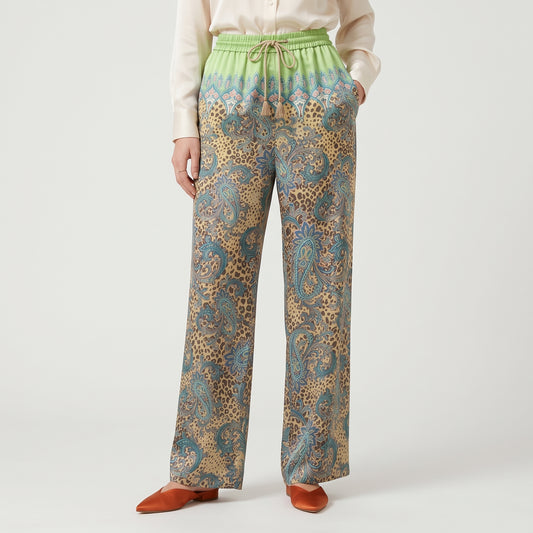 Paisley Print Wide Leg Trousers