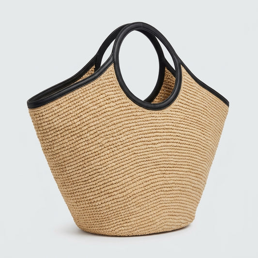 COURREGES Woven Raffia Top Handle Tote - view 2
