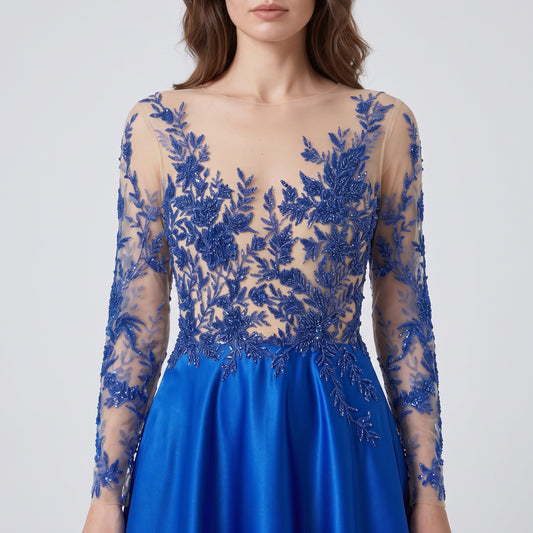 Royal Blue Embellished Evening Gown