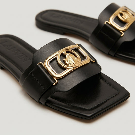 LANVIN Embellished Leather Slide Sandals - view 2