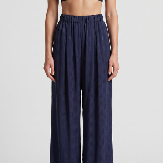 Relaxed Wide Leg Navy Trousers