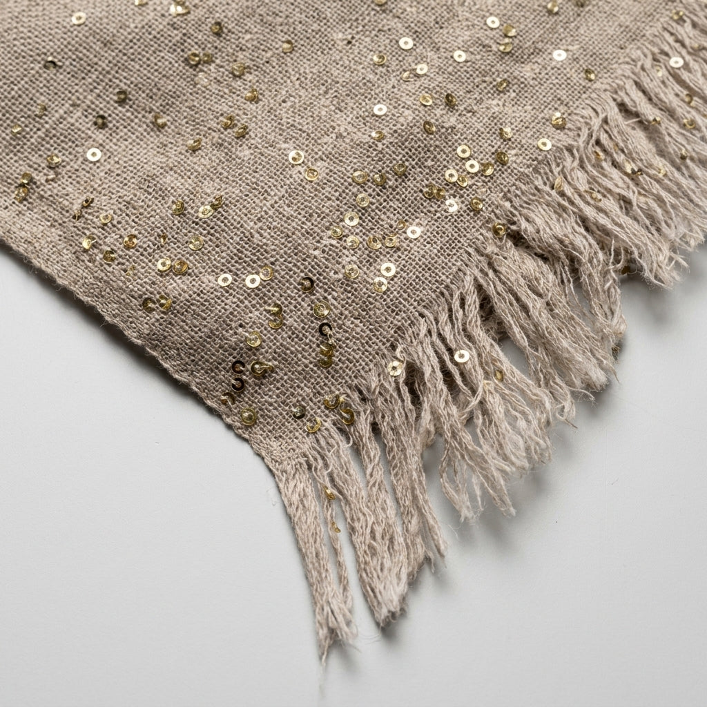 Sequin Trimmed Fringed Scarf