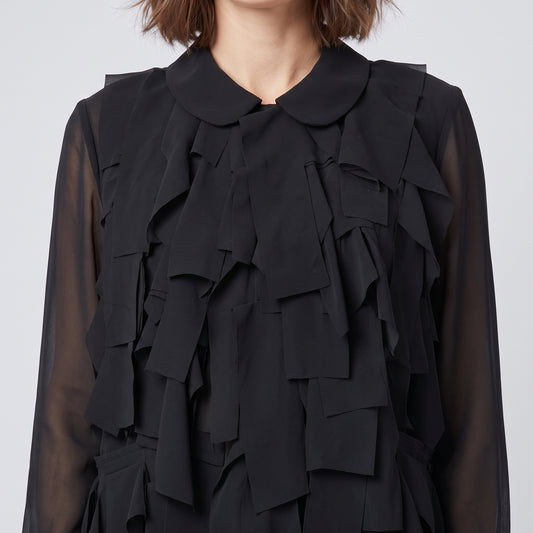 Sheer Cascading Ribbon Blouse