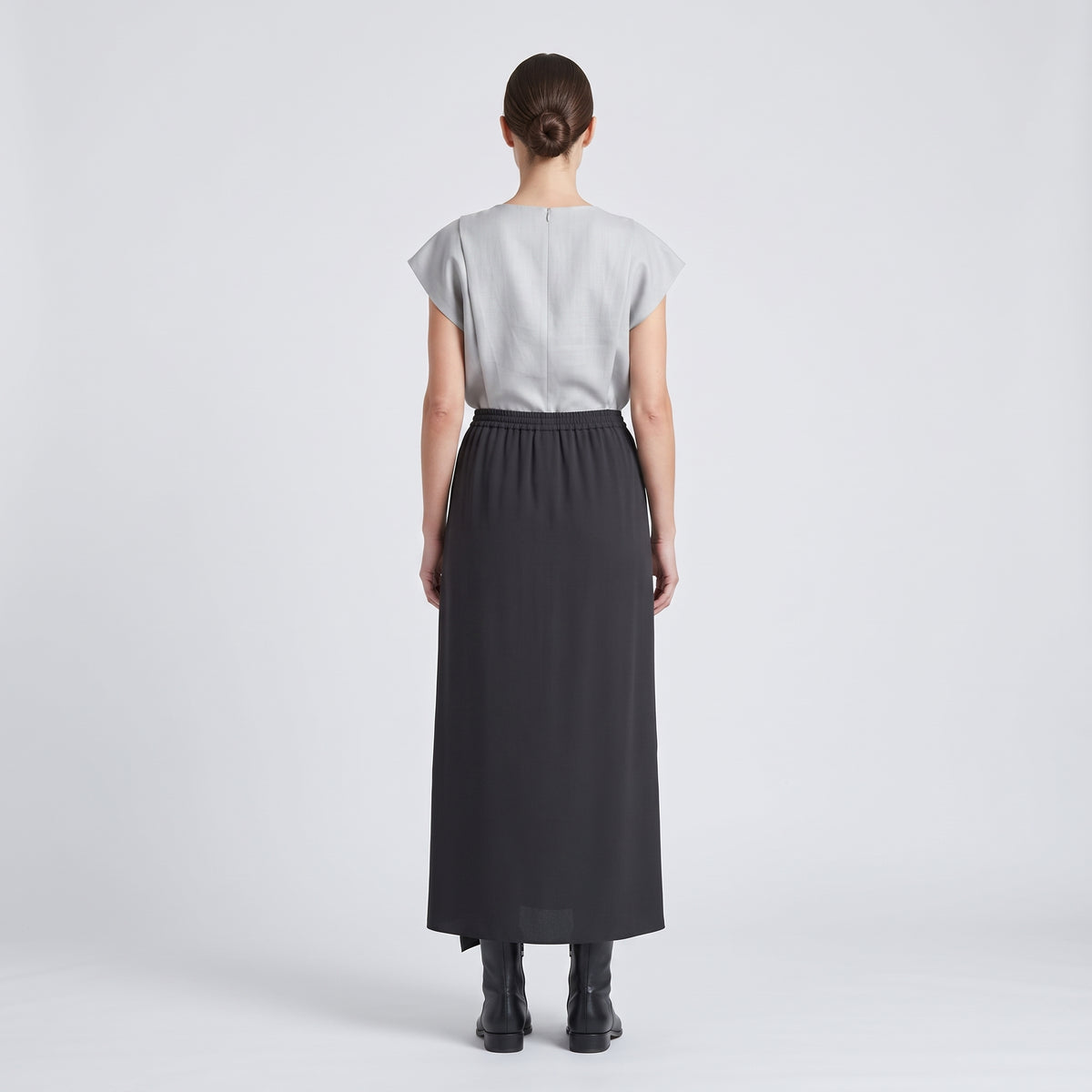 Elegant Black Sarong Midi Skirt