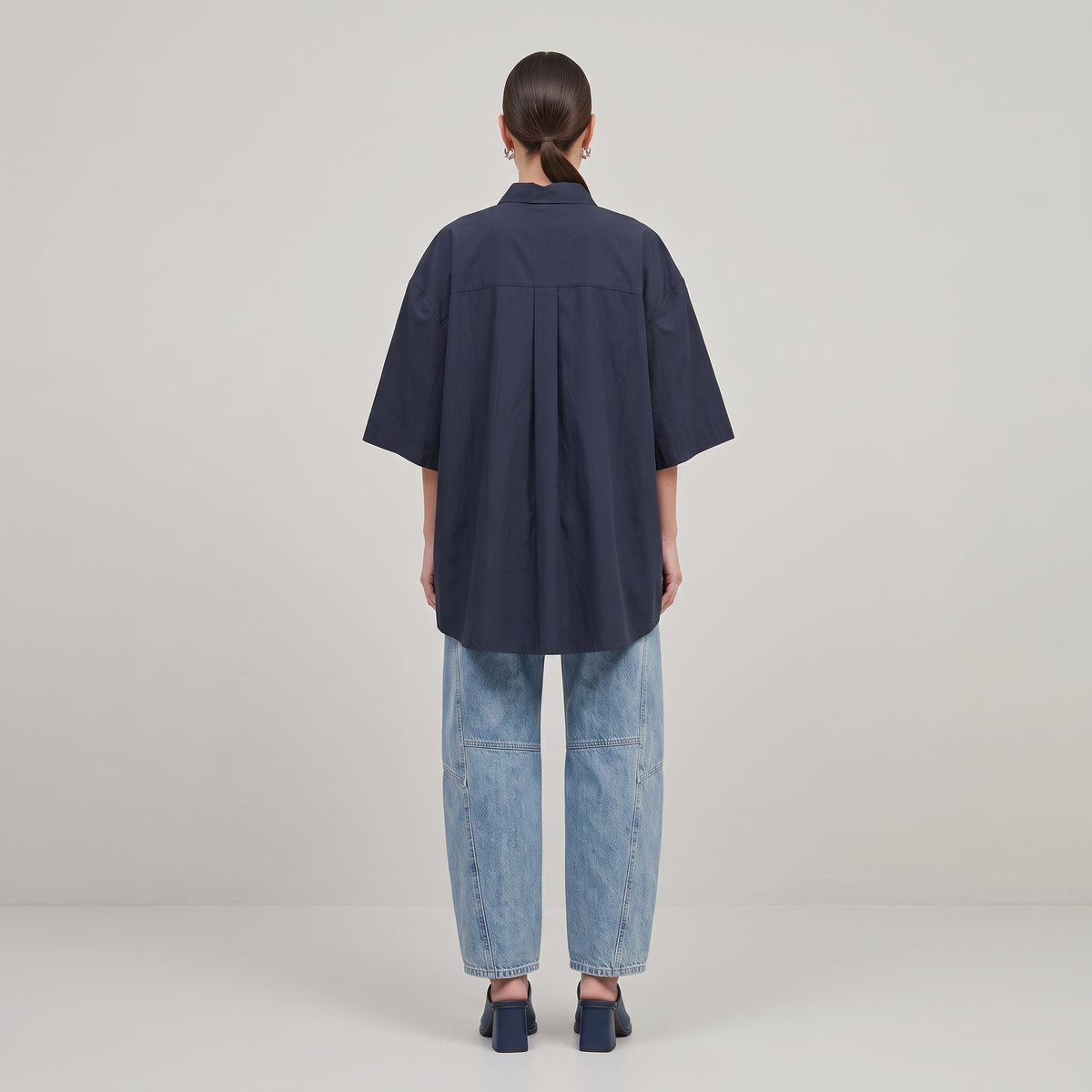 Black Oversized Short Sleeve Cotton Shirt