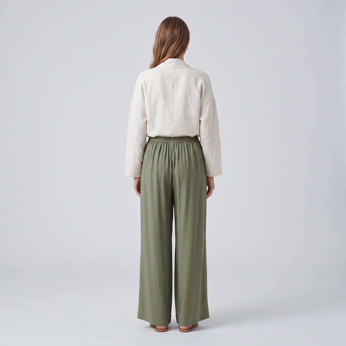 Dark Olive Wide Leg Trousers
