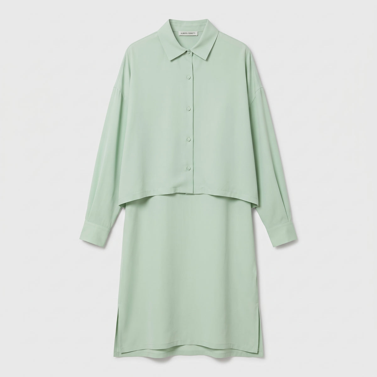 ALBERTA FERRETTI Layered Longline Green Blouse