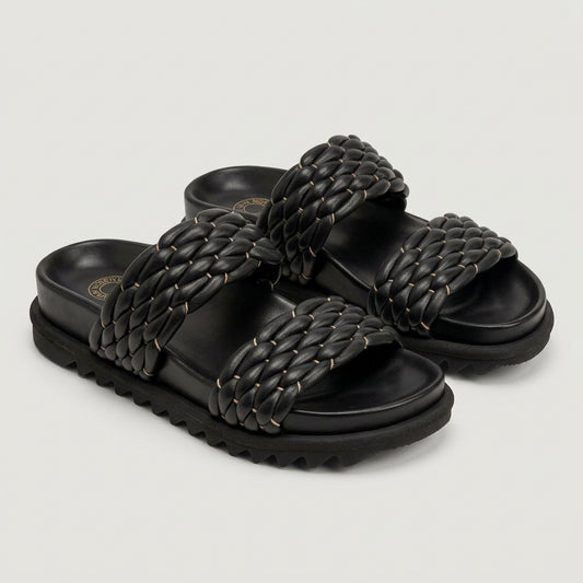 Chunky Braided Leather Slides