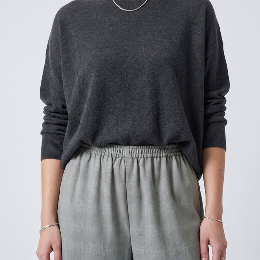 Grey Check Wide Leg Trousers
