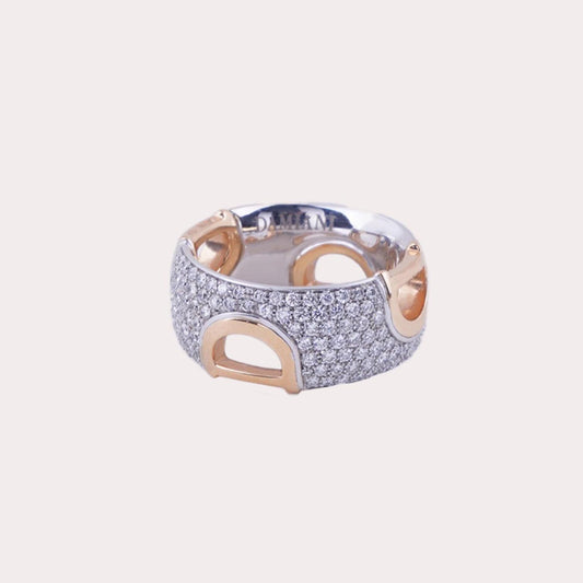 White Gold Ring with Rose Gold and White Diamond