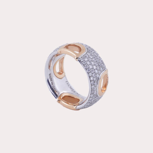 White Gold Ring with Rose Gold and White Diamond