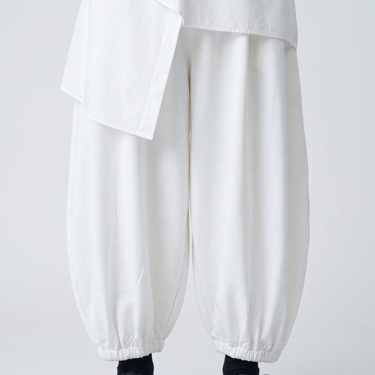 White Elasticated Balloon Sweatpants